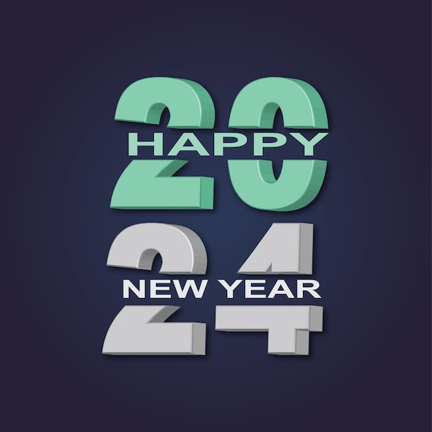 Happy new year 2024 3d modern minimal background design