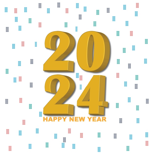 Happy new year 2024 3d modern minimal background