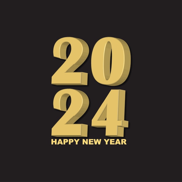 Happy new year 2024 3d modern minimal background