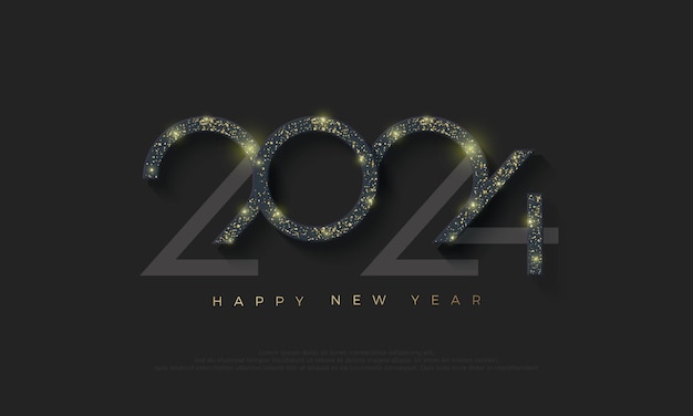 Happy new year 2024 background with shiny luxury gold glitter Vector background design for poster banner and social media post greeting