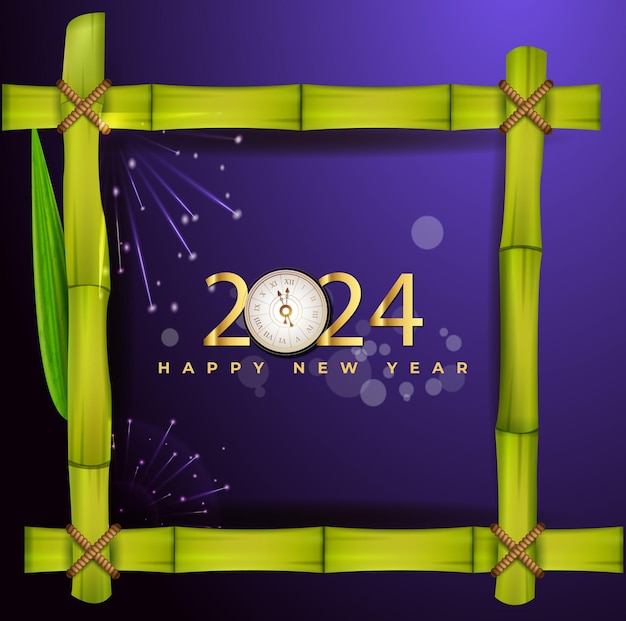 Happy new year 2024 card holiday shiny background