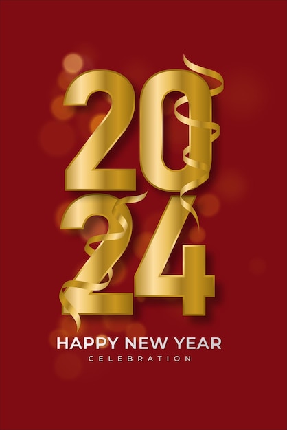 Happy New Year 2024 celebration Premium design vector for Poster