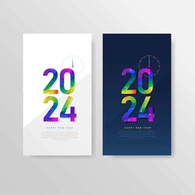 Happy New year 2024 colorful gradient design