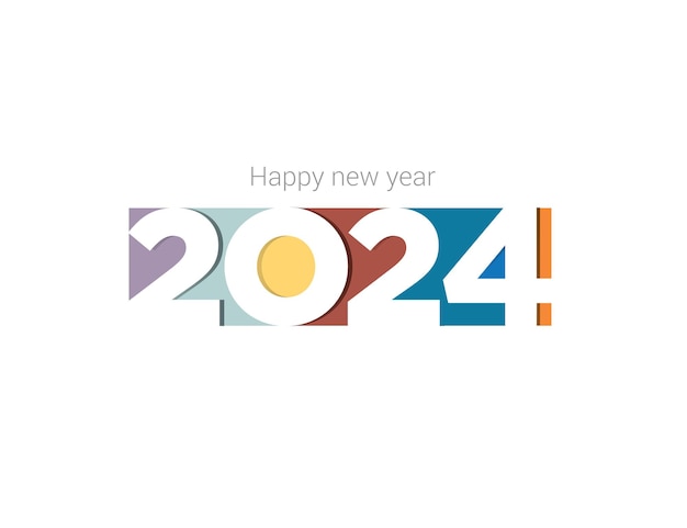 Happy new year 2024 colorful logo concept vector illustration