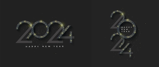 Happy new year 2024 design Unique digits with luxury golden glitters numerals Design for greeting poster banner or calendar print