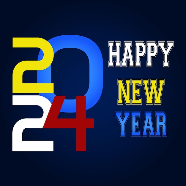 Vector happy new year 2024 design with colorful truncated number illustrations premium vector design for