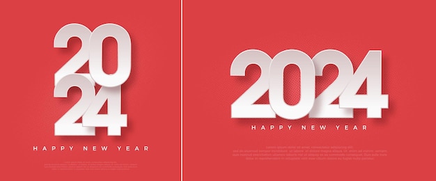 Happy new year 2024 design With illustration of paper numbers on red background Simple design premium vector background happy new year 2024