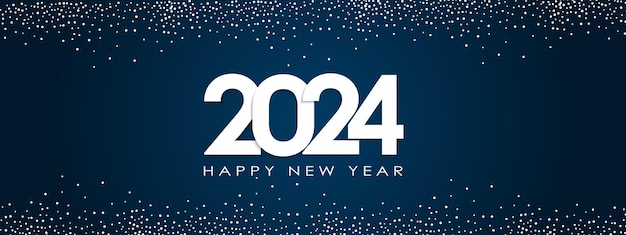 Happy New Year 2024 Elegant gold text with balloons and confetti Realistic vector illustration