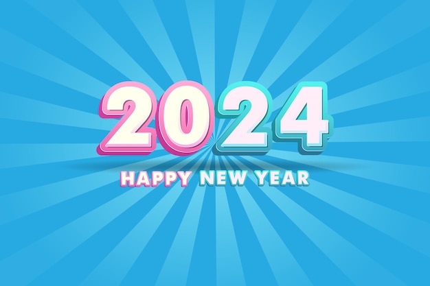 Happy New Year 2024 festive realistic decoration Celebrate 2024 party