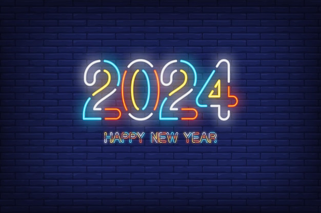 Happy New Year 2024 festive realistic decoration Celebrate 2024 party