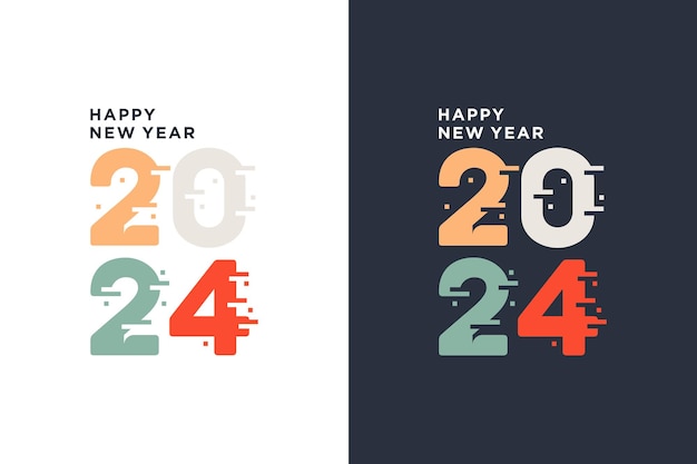 Vector happy new year 2024 illustration 2024 design in retro colors