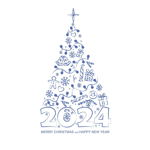 Happy New Year 2024 Isolated on a white background Suitable for greeting card banner poster