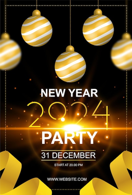 Happy New Year 2024 party poster