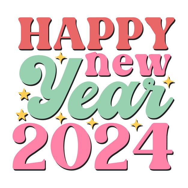 Vector happy new year 2024 retro design