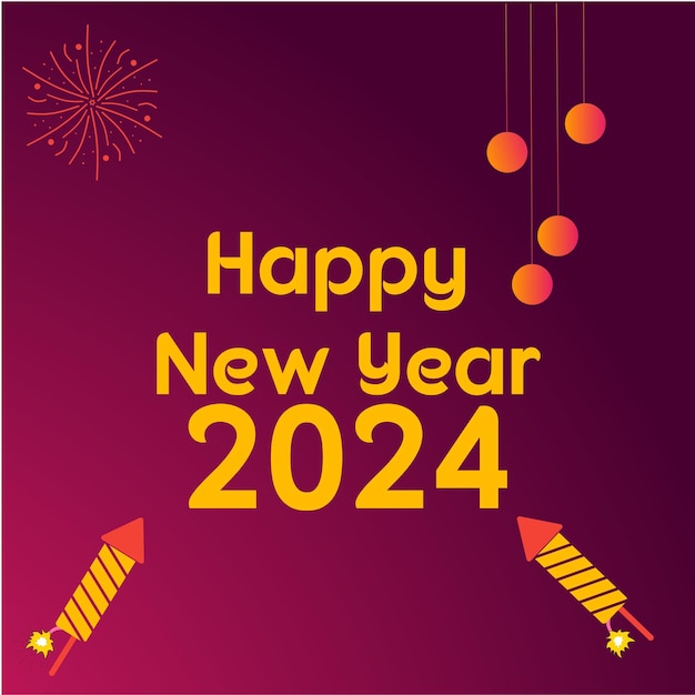 Vector happy new year 2024 social media poster