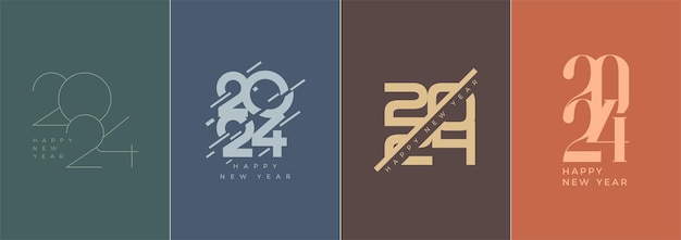 Happy New Year 2024 Vector Logo With several design choices into one Vector premium design for banners posters calendar and greetings