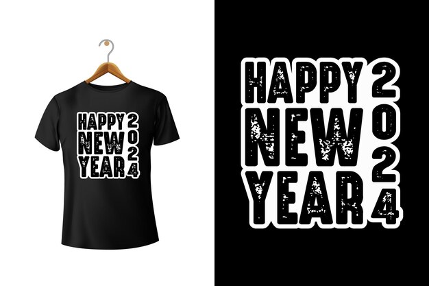 Vector happy new year 2024 vector typography tshirt