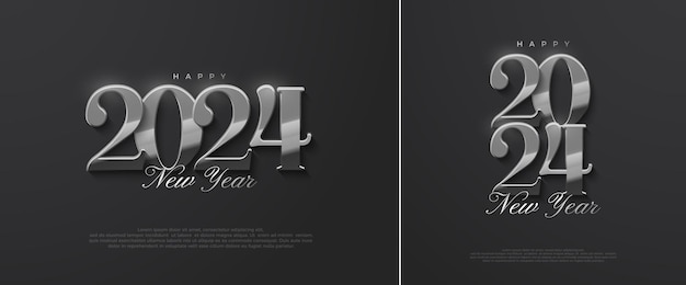 Happy New Year 2024 Vector with a black classic number illustration Premium vector design for posters banners calendar and greetings