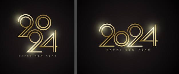 Happy new year 2024 with luxury and shiny golden numerals Premium vector background for banners posters calendars and more