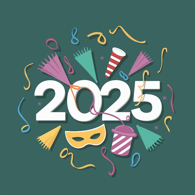 Vector happy new year 2025 background logo design concept