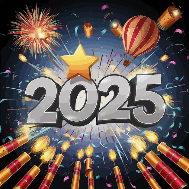 Happy new year 2025 celebration background vector illustration