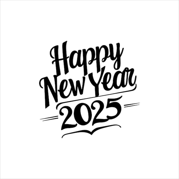 Vector happy new year 2025 clipart typography text vector design