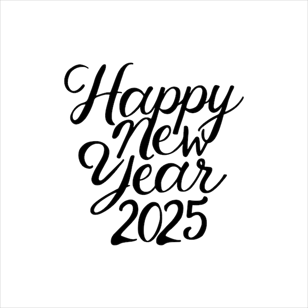 Vector happy new year 2025 clipart typography text vector design