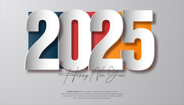 Happy new year 2025 design With colorful truncated number illustrations Premium vector design 2025