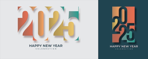 Happy new year 2025 design With colorful truncated number illustrations Premium vector design