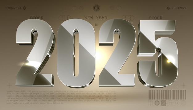 Happy New Year 2025 festive realistic decoration elegant number for Celebrate 2025 party calender