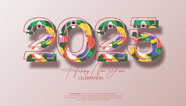 Happy New Year 2025 festive realistic decoration elegant number for Celebrate 2025 party calender