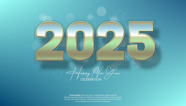 Happy New Year 2025 festive realistic decoration elegant number for Celebrate 2025 party