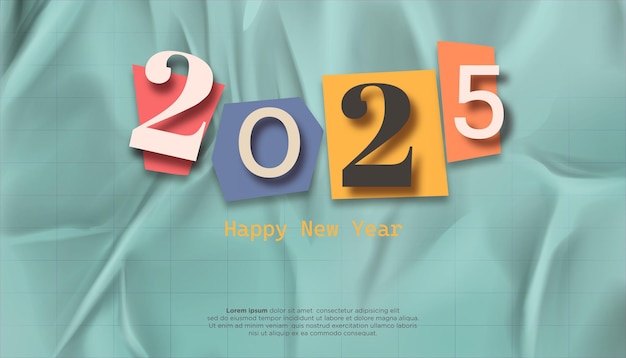 Happy New Year 2025 festive realistic ransom note number for Celebrate 2025 party