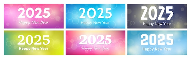 Happy new year 2025 inscription on blurred background