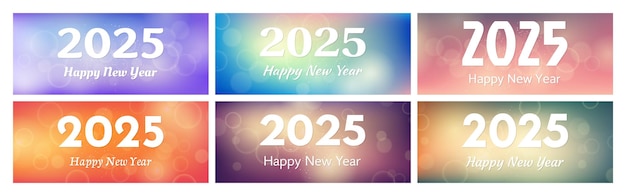 Vector happy new year 2025 inscription on blurred background