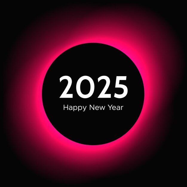 Happy new year 2025 inscription in circle light frame