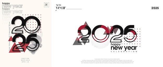 Vector happy new year 2025 number design colorful and modern design vector premium design for 2025 new year celebration 2025 design