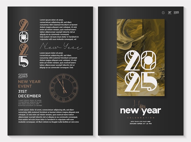 Vector happy new year 2025 poster poster design with elegant texture frame background design for posters social media posts and 2025 vector premium templates