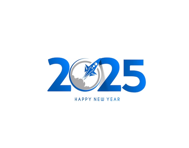 Happy New Year 2025 Text Typography Design Element flyer banner design