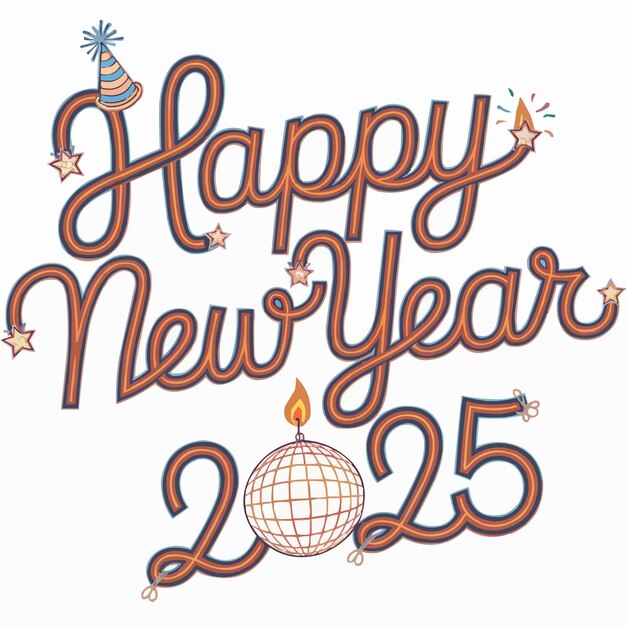 Vector happy new year 2025 typography happy 2025 new year celebration vector design illustration logo eps