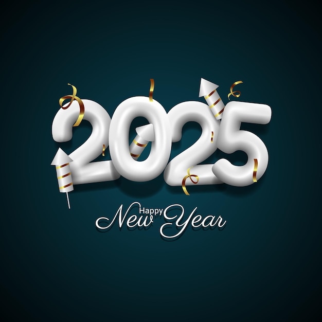 Vector happy new year 2025 with 3d style vector illustration