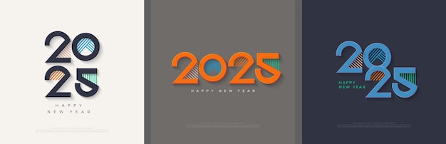 Happy new year 2025 with unique and elegant numbers Premium design with a retro classic theme with a touch of modern numbers Premium vector design for greeting