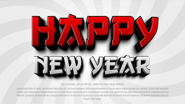 Happy new year 3d editable text effect