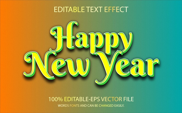 happy new year 3d text effect and editable text effect 3d style