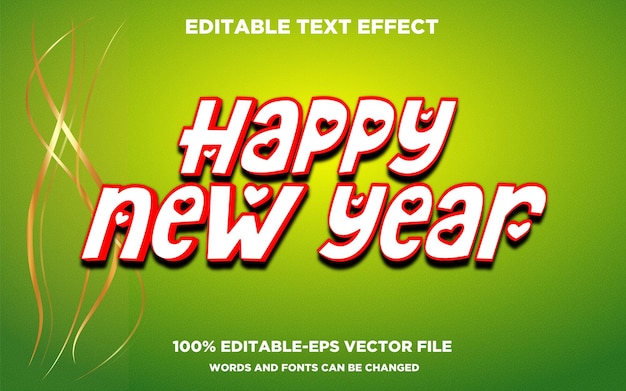 happy new year 3d text effect and editable text effect 3d style