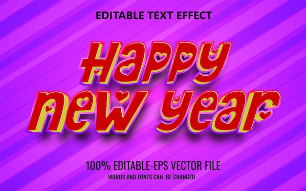 happy new year 3d text effect and editable text effect 3d style