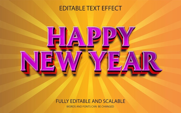 happy new year 3d text effect and editable text effect 3d style