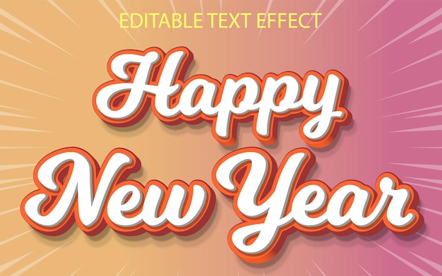 happy new year 3d text effect and editable text effect template with 3d style