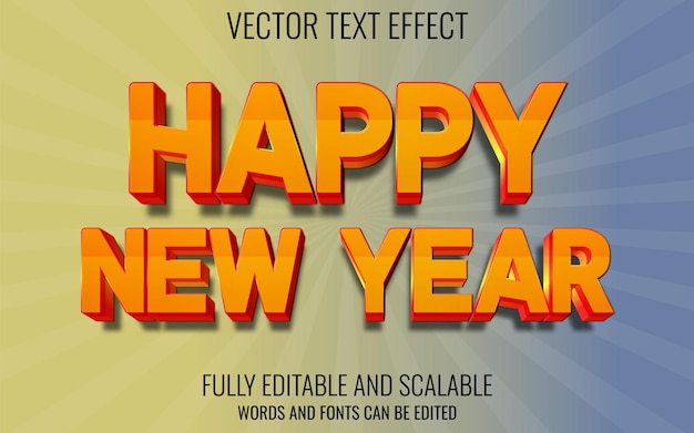 happy new year 3d text effect and editable text effect template with 3d style