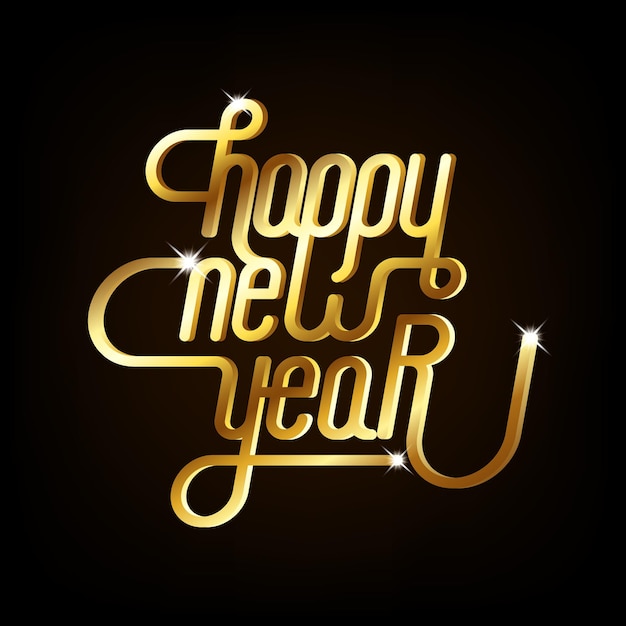 Happy new year  background decorative with golden typography 